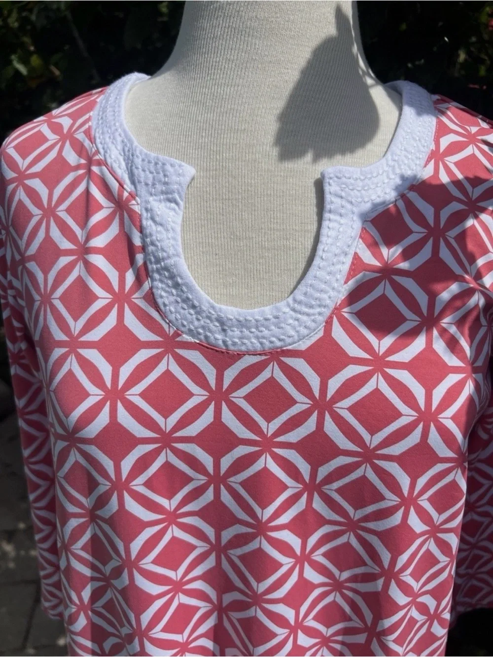 Women's Pink Geometric Shift Dress